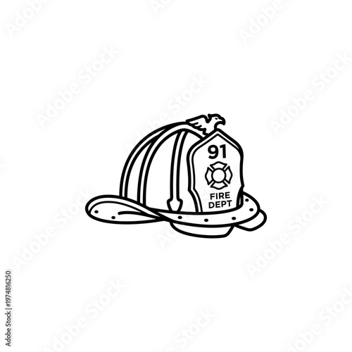 Firefighter helmet with number ninety one.