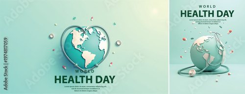 Elegant World health day backgorund, Realistic World health day for social media template	