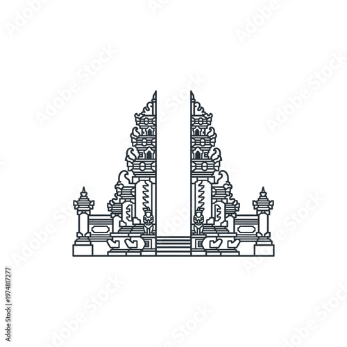 Tableau sur toile Ornate Balinese Gate Entrance Structure.