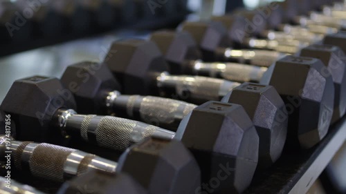 Wallpaper Mural Aesthetic close-up shot of a bunch of dumbbells at a modern gym. Torontodigital.ca