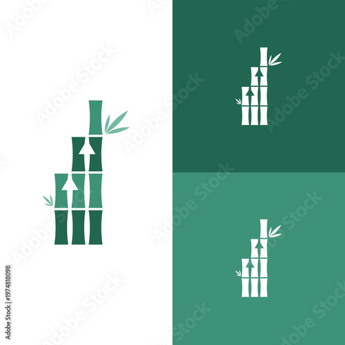 Green Bamboo Growth Graph with Upward Arrows