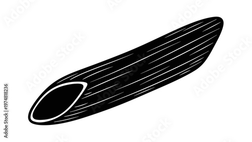 Black Surfboard Illustration on White.