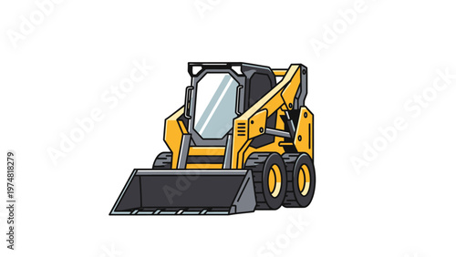 Yellow Skid Steer Loader Machine.