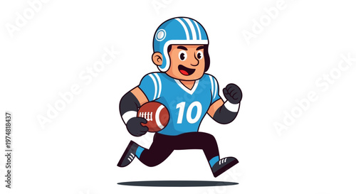 Cartoon American Football Player Running.