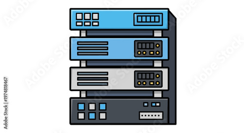 Server Rack Network Equipment Illustration.