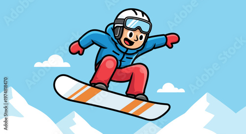 Snowboarder in mid air trick.