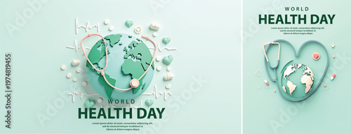 Elegant World health day backgorund, Realistic World health day for social media template	