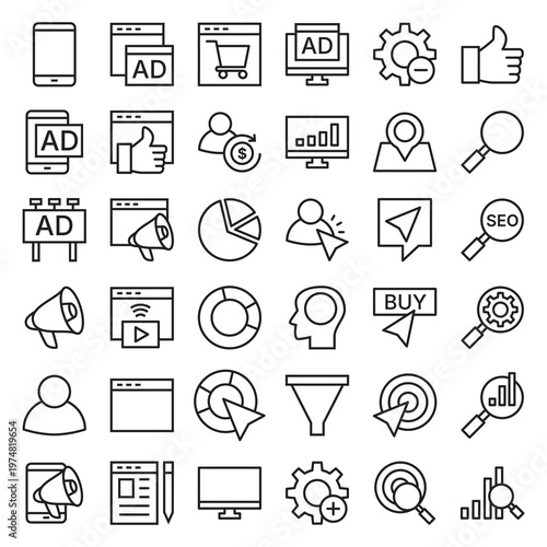 SEO and digital marketing icon mega bundle