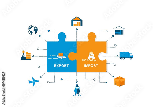 Import and export business logistics concept.