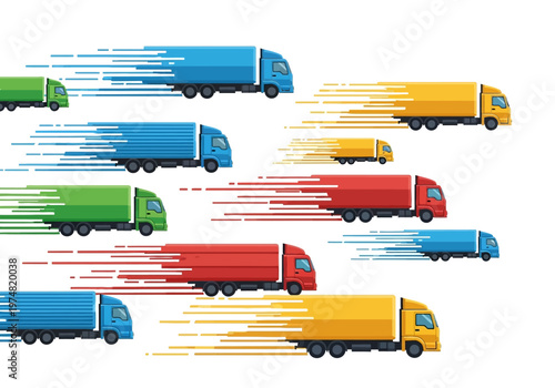 Trucks in Motion Speeding Vehicles.