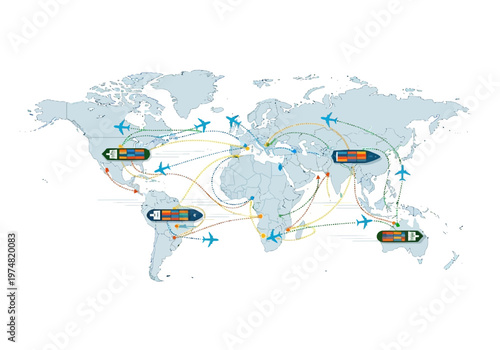 Global travel routes and connections map.