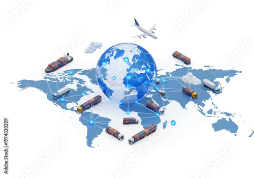 Global Transportation Logistics Earth Map.