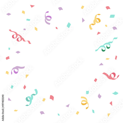 紙吹雪の背景イラスト　バナー　パーティ素材　クラッカー　シンプル　カラフル　お祝い