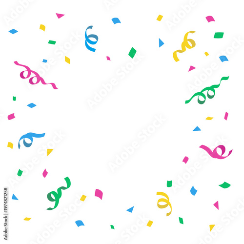 紙吹雪の背景イラスト　バナー　パーティ素材　クラッカー　シンプル　カラフル　お祝い