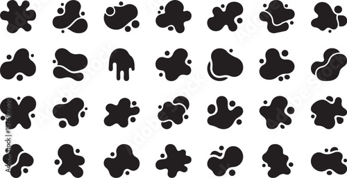 Abstract Black Shapes on White Background Pattern Design