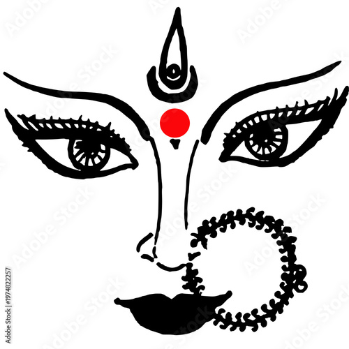  Goddess Durga happy face, transparent background png file. Happy Navratri or Durga Puja