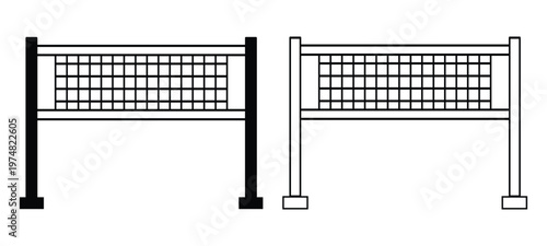 Volleyball net icons in both solid black and outline styles.