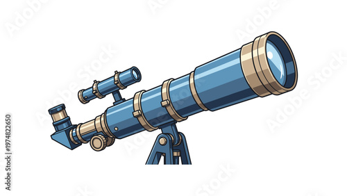 Vintage Style Cartoon Telescope Illustration.
