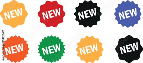 Set of new arrival tag icon set.