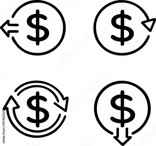 Cashback icon dollar with back arrow , return money, cash back rebate, green web symbol on white background