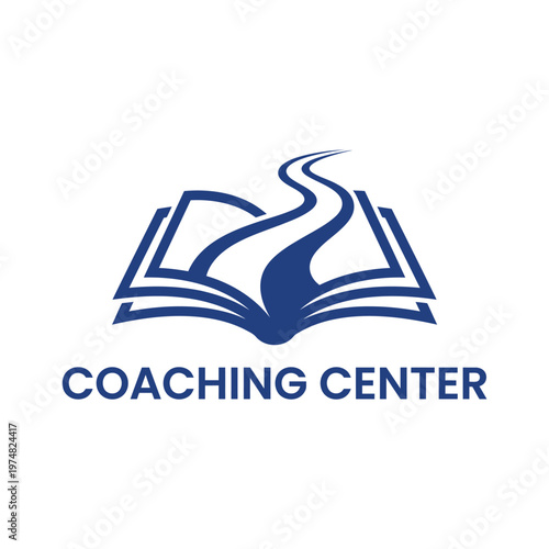 Coaching center educational logo featuring book and winding road for learners.