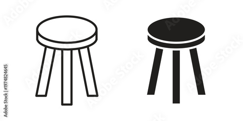 Three legged stool icon for graphic and web design. EPS10
