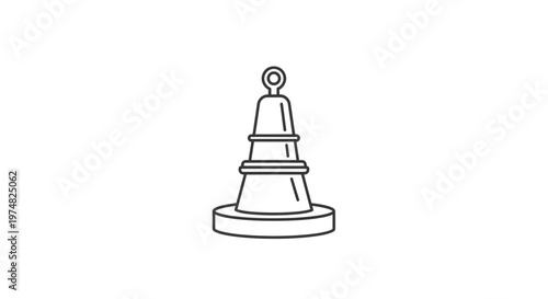 Minimalist Chess Pawn Piece Line Icon. Simple Black and White Outline Drawing of a Game Strategy Element.