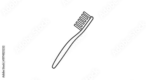 Simple Black and White Outline Icon of a Toothbrush for Daily Oral Hygiene and Dental Care Vector Graphic
