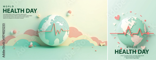Elegant World health day backgorund, Realistic World health day for social media template	