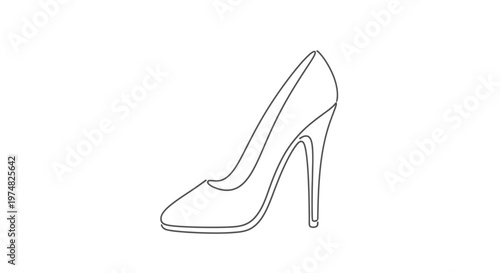 Elegant high heel pump shoe outline vector illustration. Modern women's sophisticated footwear icon design for fashion concepts.