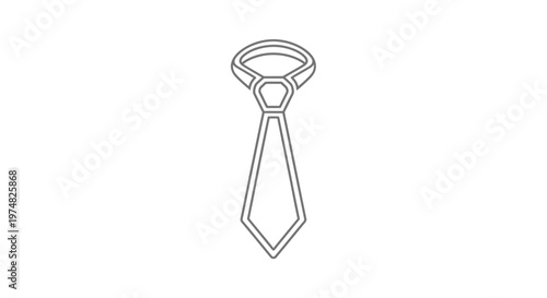 Elegant necktie outline vector icon. Simple formal business tie line art illustration for professional attire and fashion designs.