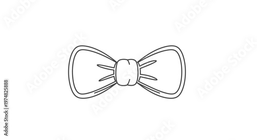 Elegant black and white line art illustration of a classic bow tie, perfect for formal wear and fashion accessories.