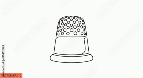 Minimalist Continuous Line Drawing of a Thimble Icon, Essential Sewing Tool for Crafts, Tailoring and Needlework Projects