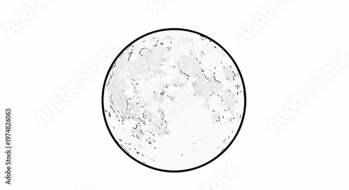 Stylized monochrome illustration of a full moon with textured surface detail