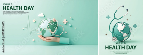 Elegant World health day backgorund, Realistic World health day for social media template	