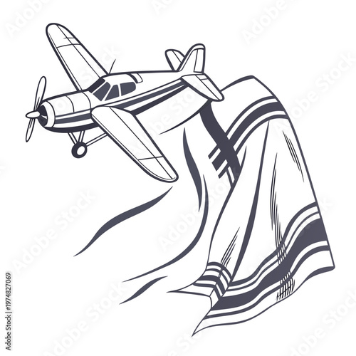 A stylized illustration depicts a vintage airplane flying in front of the flag of israel symbolizing national pride and aviation high quality