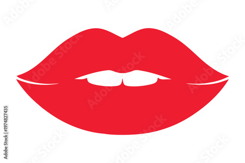 Vibrant red lips illustration on white background, symbolizing beauty, glamour, and sensuality, perfect for cosmetic and fashion designs.