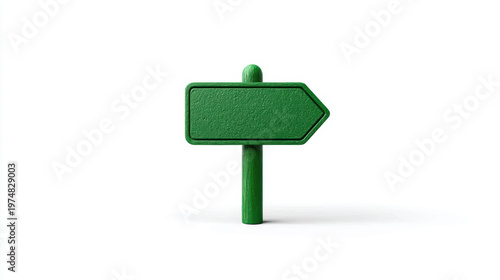 Wallpaper Mural Green road signpost with arrow shape stands isolated on white background, symbolizing direction and guidance in minimalistic style Torontodigital.ca