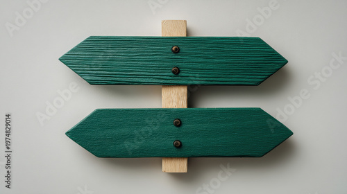 Wallpaper Mural Green wooden signpost with two blank arrow boards mounted on light wood post isolated on white background Torontodigital.ca