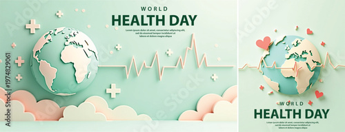 Elegant World health day backgorund, Realistic World health day for social media template	