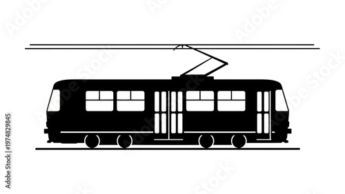 Black Tram Transportation Vehicle.