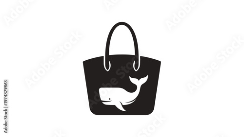 Black Tote Bag with Whale Design.