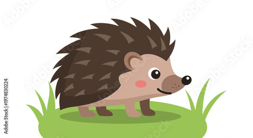Cute Cartoon Hedgehog Character.