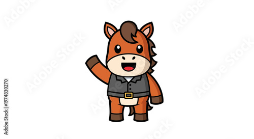 Cartoon Horse Wearing Clothes.