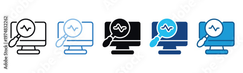 Monitor Icon Set Multiple Style Of