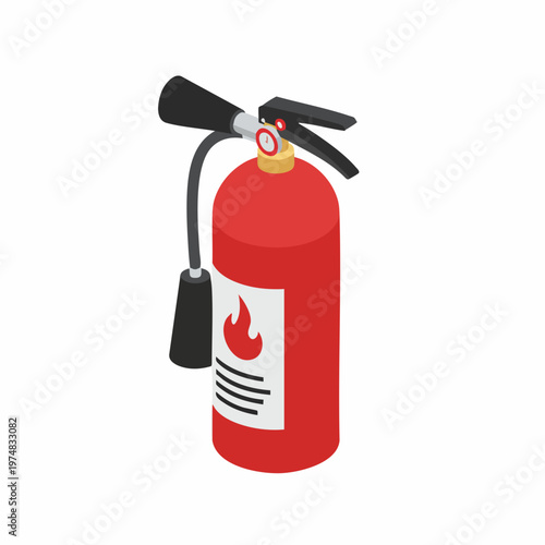 Isometric Style Detailed Fire Extinguisher Safety Equipment Protection Object