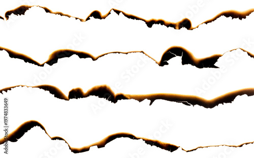 Paper burned isolated on white background with clipping path