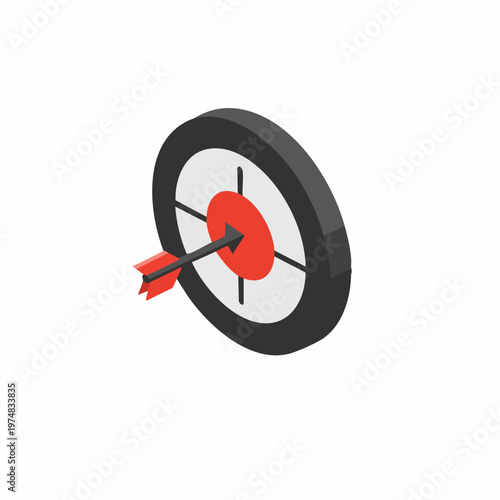 Isometric Accurate Arrow in Center Target Achieving Goal Illustration