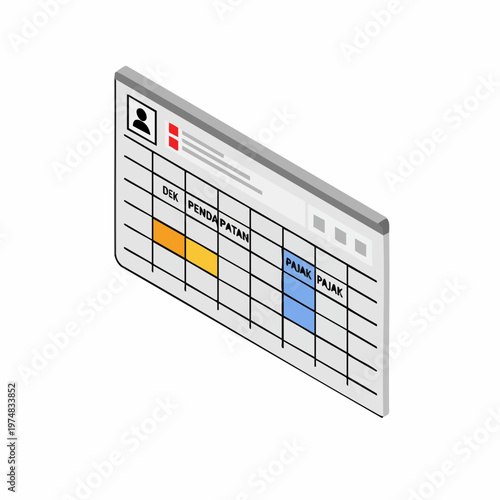 Isometric Web Interface Kanban Board Task Management User Interface Element