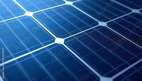 Blue polycrystalline solar cell micro grid macro. Renewable energy technology.